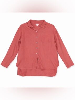 J. Jill Linen Button-Up Shirt in light red women’s medium